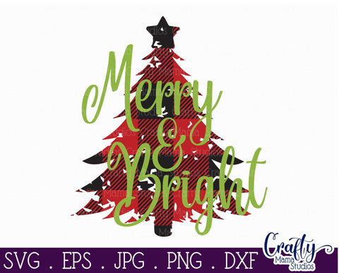 Christmas Svg - Buffalo Plaid Svg - Merry And Bright Svg - Christmas Tree Svg SVG Crafty Mama Studios 