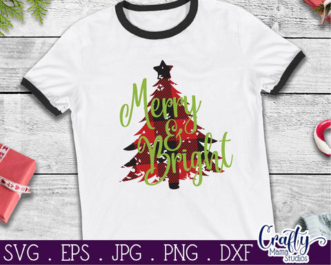 Christmas Svg - Buffalo Plaid Svg - Merry And Bright Svg - Christmas Tree Svg SVG Crafty Mama Studios 