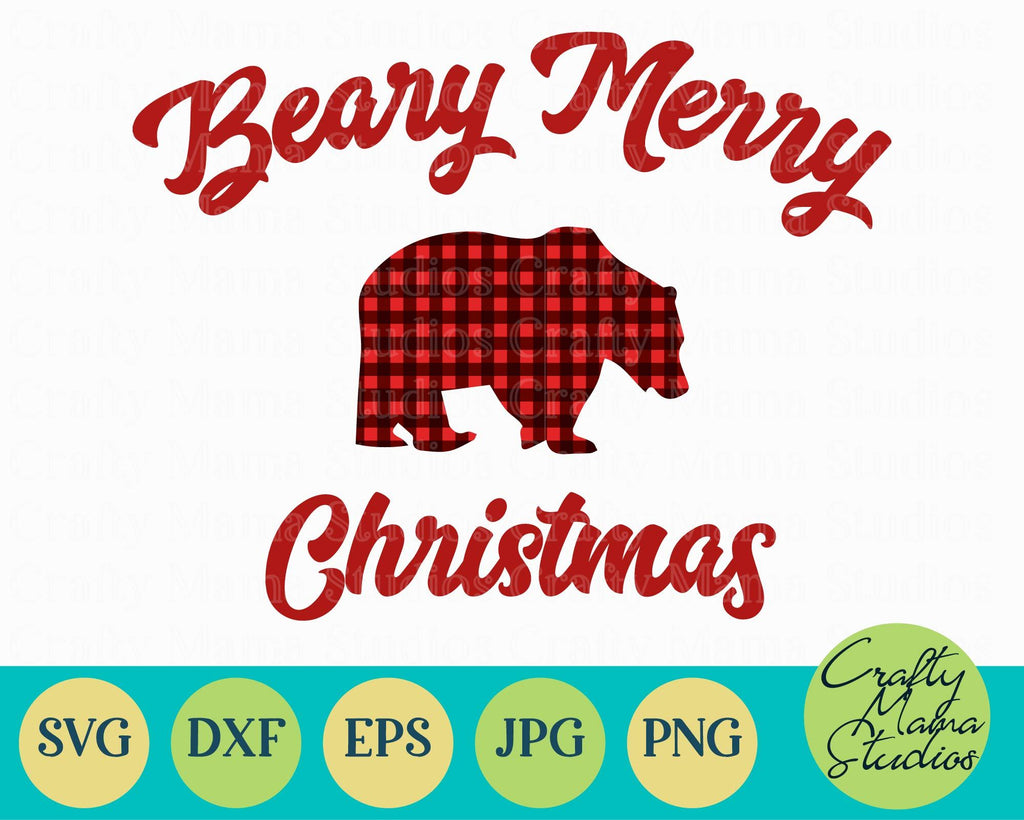 Christmas Svg Buffalo Plaid Svg Merry Christmas Svg Beary Merry