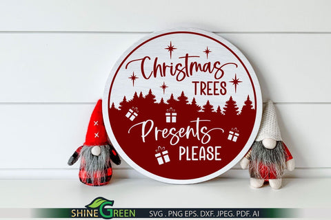 Christmas SVG Bundle 14 Round Signs for Home, Farmhouse Door Sign SVG Shine Green Art 