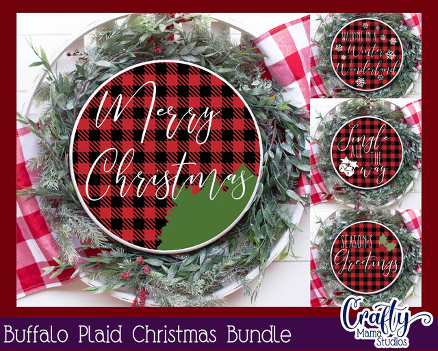 Christmas Svg Bundle - Buffalo Plaid Merry Christmas - Round Sign Christmas SVG Crafty Mama Studios 
