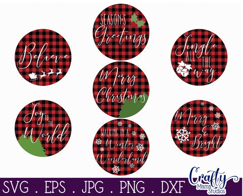Christmas Svg Bundle - Buffalo Plaid Merry Christmas - Round Sign Christmas SVG Crafty Mama Studios 