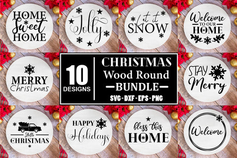 Christmas SVG Bundle Christmas Door Sign Svg Bundle Christmas Wood Round Sign Svg Bundle Christmas Bundle Farmhouse Crhistmas Bundle Farm SVG Whistlepig Designs 