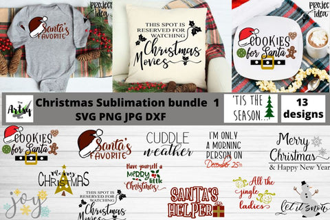 Christmas svg bundle, Christmas quotes, Christmas sublimation bundles SVG The Artsy Spot 