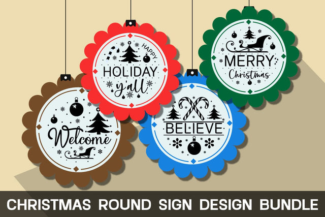 Christmas Svg Bundle , Christmas Round Sign Design Bundle SVG designmaster24 