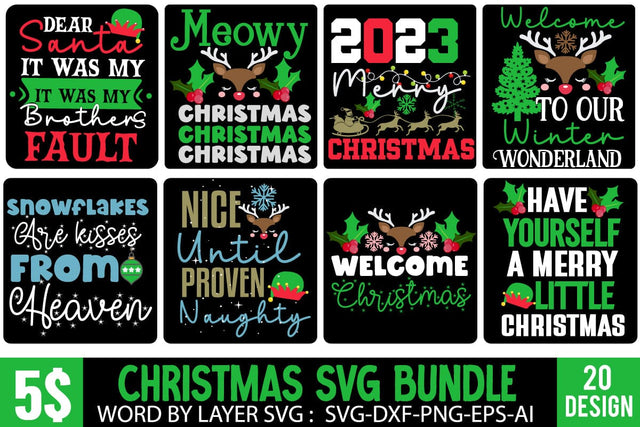 Christmas SVG Bundle, Christmas SVG Bundle Quotes, Christmas Sublimation Bundle, 20 Christmas SVG Cut File, Christmas SVG Design Bundle, Merry Christmas SVG Design SVG BlackCatsMedia 