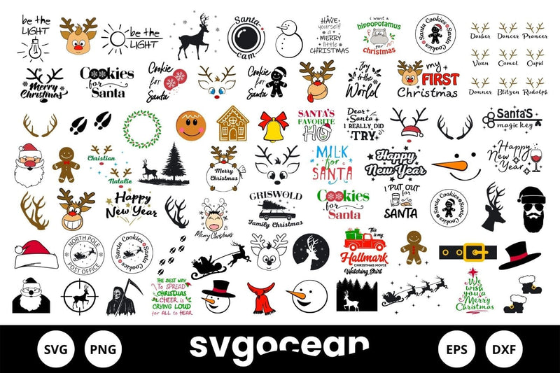 Christmas Svg Bundle | Clipart | Silhouettes Cut Files - So Fontsy