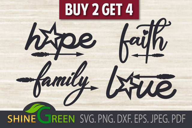 Christmas SVG Bundle- Hope Faith Love Family DXF SVG Shine Green Art 