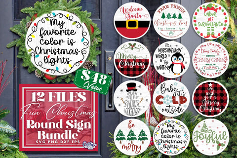 Christmas Svg Bundle - Merry Christmas - Round Sign Christmas SVG Crafty Mama Studios 