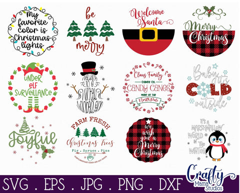 Christmas Svg Bundle - Merry Christmas - Round Sign Christmas SVG Crafty Mama Studios 