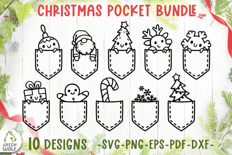 Christmas svg bundle Pocket svg Funny christmas t shirt svg Stocking svg Christmas gnome santa svg Vinyl decal svg SVG GreenWolf 