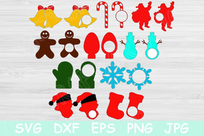 Christmas Svg Bundle, Svg Christmas. Bell, Bulb, Claus Face, Cany Cane, Gingerbread, Stocking and Mitten Cut Files for Cricut and Silhouette SVG TiffsCraftyCreations 