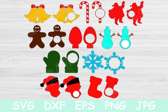 Christmas Svg Bundle, Svg Christmas. Bell, Bulb, Claus Face, Cany Cane, Gingerbread, Stocking and Mitten Cut Files for Cricut and Silhouette SVG TiffsCraftyCreations 