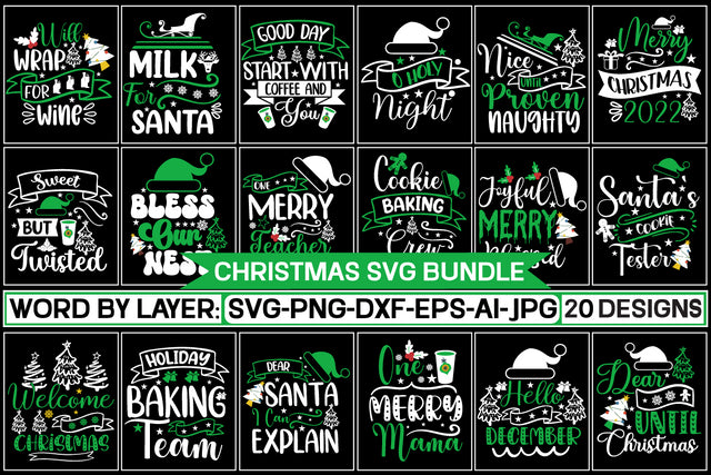 Christmas SVG Bundle SVG Cut File SVGs,Quotes and Sayings,Food & Drink,On Sale, Print & Cut SVG DesignPlante 503 
