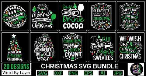 Christmas SVG Bundle SVG Cut File SVGs,Quotes and Sayings,Food & Drink,On Sale, Print & Cut SVG DesignPlante 503 