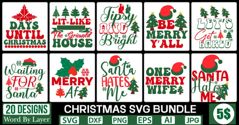 Christmas SVG Bundle SVGs,Quotes and Sayings,Food & Drink,On Sale, Print & Cut SVG DesignPlante 503 