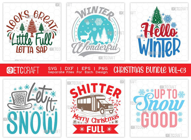 Christmas SVG Bundle Vol-03 | Hello Winter Svg | Merry Christmas Svg | Up To Snow Good Svg | Let It Snow | Family Christmas Svg | T-shirt Design SVG ETC Craft 