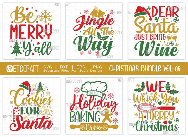 Christmas SVG Bundle Vol-08 | Jingle All The Way | Merry Christmas Svg | Cookies For Santa Svg | Family Christmas Svg | T-shirt Design SVG ETC Craft 
