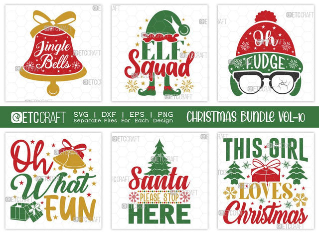 Christmas SVG Bundle Vol-10 | Jingle Bells | Merry Christmas Svg | Oh Fudge Svg | Family Christmas Svg | T-shirt Design SVG ETC Craft 
