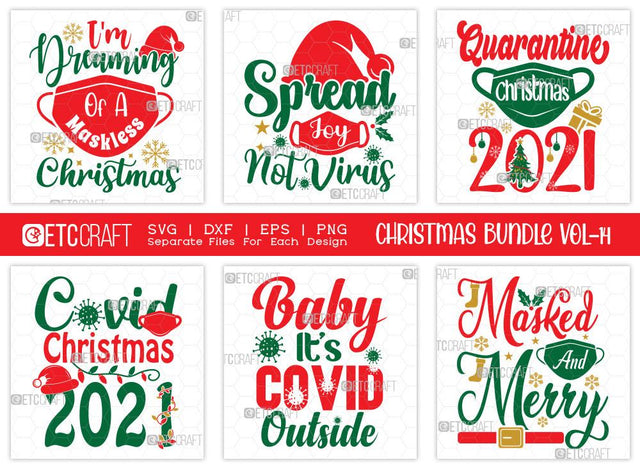 Christmas SVG Bundle Vol-14 | Spread Joy Not Virus | Merry Christmas Svg | Quarantine Christmas 2021 Svg | Family Christmas Svg | T-shirt Design SVG ETC Craft 