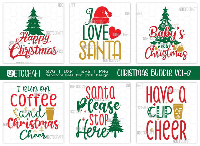 Christmas SVG Bundle Vol-17 | Happy Christmas | Merry Christmas Svg | Baby's First Christmas Svg | Family Christmas Svg | T-shirt Design SVG ETC Craft 