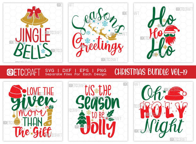 Christmas SVG Bundle Vol-19 | Jingle Bells | Merry Christmas Svg | Seasons Greetings Svg | Family Christmas Svg | T-shirt Design SVG ETC Craft 