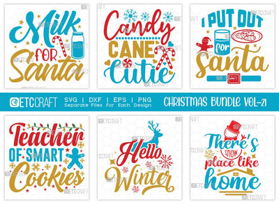 Christmas SVG Bundle Vol-21 | Milk For Santa | Merry Christmas Svg | I Put Out For Santa Svg | Family Christmas Svg | T-shirt Design SVG ETC Craft 