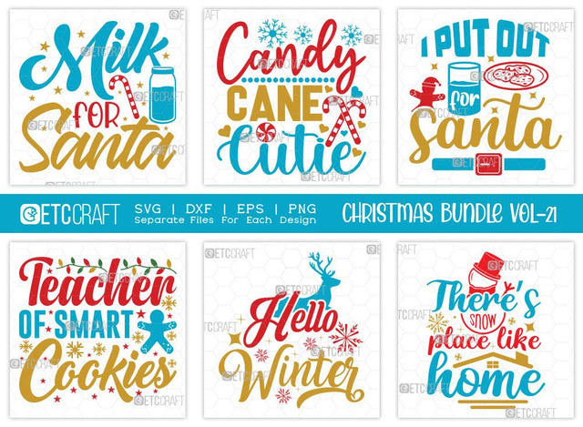 Christmas SVG Bundle Vol-21 | Milk For Santa | Merry Christmas Svg | I Put Out For Santa Svg | Family Christmas Svg | T-shirt Design SVG ETC Craft 