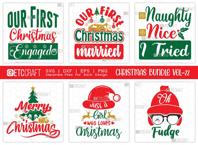 Christmas SVG Bundle Vol-22 | Our First Christmas Engaged | Merry Christmas Svg | Our First Christmas Married Svg | Family Christmas Svg | T-shirt Design SVG ETC Craft 