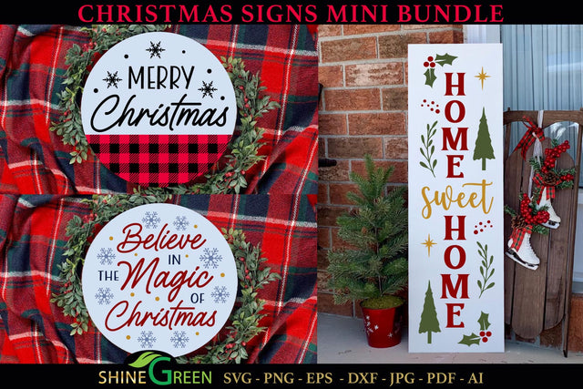 Christmas SVG Bundle with Round and Vertical Signs SVG Shine Green Art 