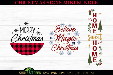 Christmas SVG Bundle with Round and Vertical Signs SVG Shine Green Art 