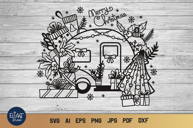 Christmas SVG Camper, Camping SVG, Merry Christmas SVG. SVG Elinorka 
