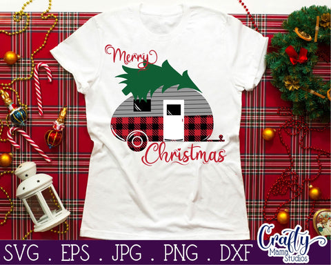 Christmas Svg - Camping Svg - Buffalo Plaid Camper Christmas SVG Crafty Mama Studios 