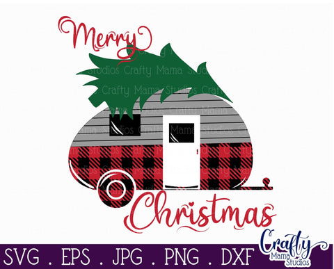 Christmas Svg - Camping Svg - Buffalo Plaid Camper Christmas SVG Crafty Mama Studios 