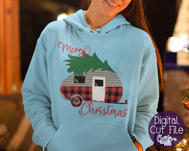 Christmas Svg - Camping Svg - Buffalo Plaid Camper Christmas SVG Crafty Mama Studios 