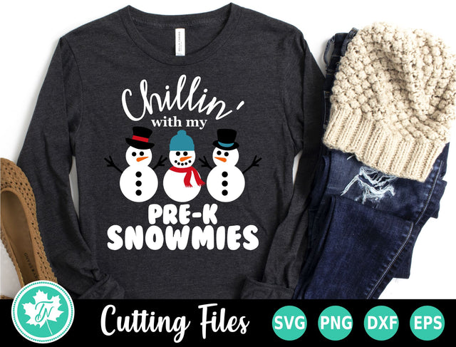 Christmas SVG | Chillin' With My Pre K Snowmies SVG TrueNorthImagesCA 