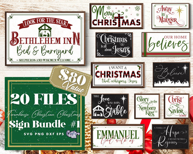 Christmas Svg, Christian Farmhouse Christmas Sign Bundle SVG Crafty Mama Studios 