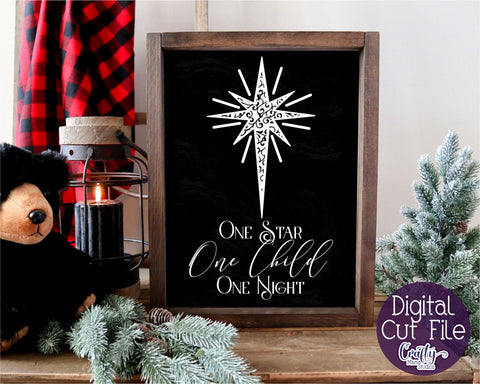 Christmas Svg, Christian Farmhouse, One Star One Child Svg SVG Crafty Mama Studios 
