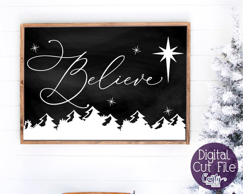 Christmas Svg, Christian Farmhouse Svg, Believe Cut File SVG Crafty Mama Studios 