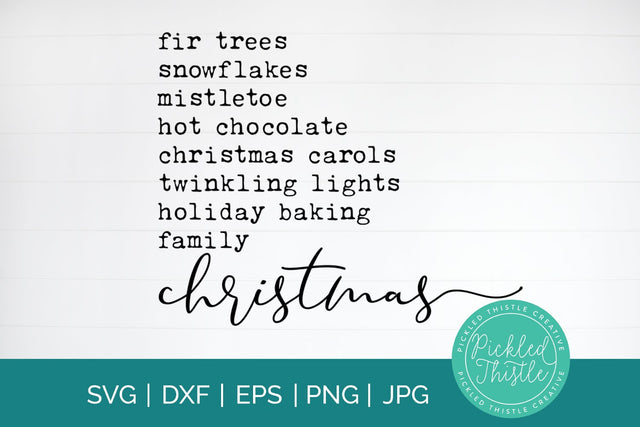 Christmas SVG - Christmas Bucket List SVG SVG Pickled Thistle Creative 