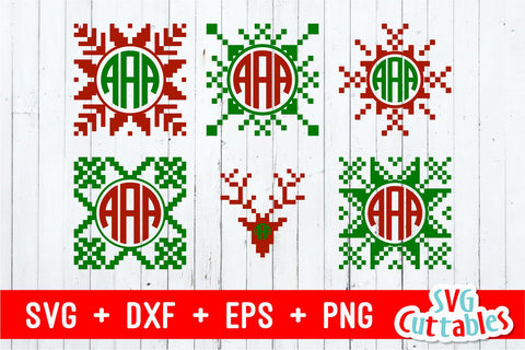 Christmas SVG - Christmas Monogram Frames SVG Svg Cuttables 