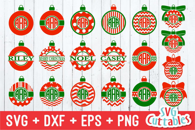 Christmas SVG - Christmas Ornament Monogram Frames SVG Svg Cuttables 