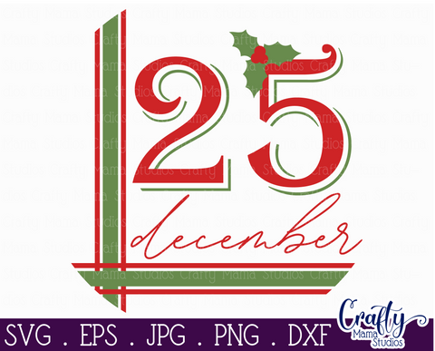 Christmas Svg, Christmas Round Sign, December 25 Cut File SVG Crafty Mama Studios 