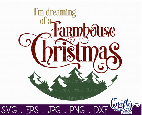 Christmas Svg, Christmas Round Sign, Dreaming Of A Farmhouse SVG Crafty Mama Studios 