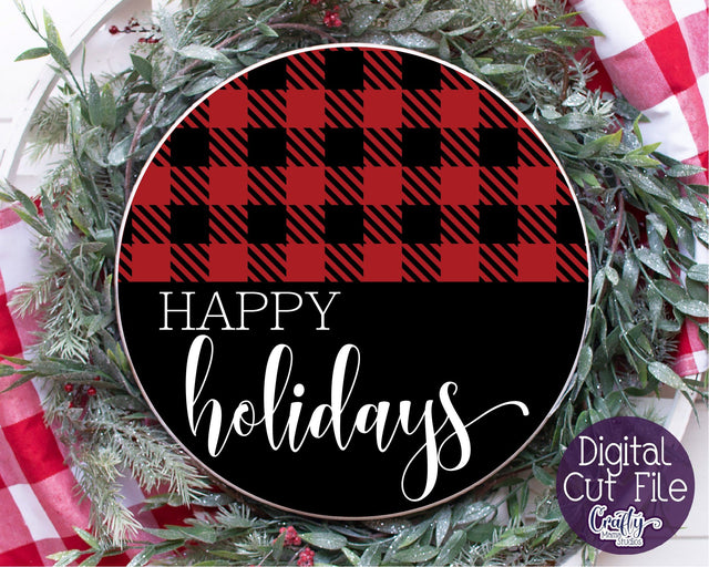 Christmas Svg, Christmas Round Sign, Happy Holidays Cut File SVG Crafty Mama Studios 