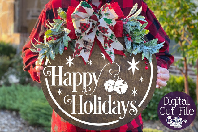 Christmas Svg, Christmas Round Sign, Happy Holidays Svg SVG Crafty Mama Studios 