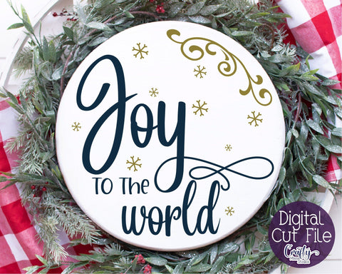 Christmas Svg, Christmas Round Sign, Joy To The World Svg SVG Crafty Mama Studios 