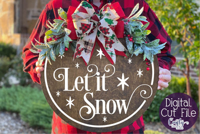 Christmas Svg, Christmas Round Sign, Let It Snow Svg SVG Crafty Mama Studios 