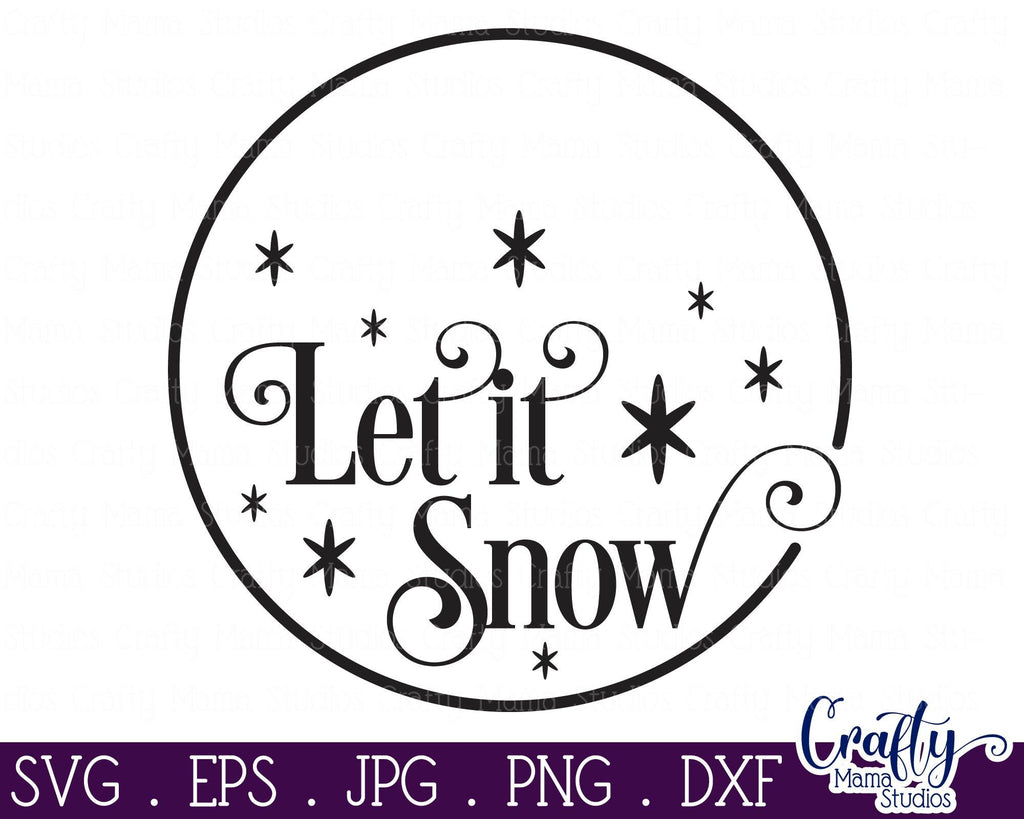 Christmas Svg, Christmas Round Sign, Let It Snow Svg - So Fontsy