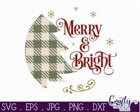 Christmas Svg, Christmas Round Sign, Merry And Bright Svg SVG Crafty Mama Studios 